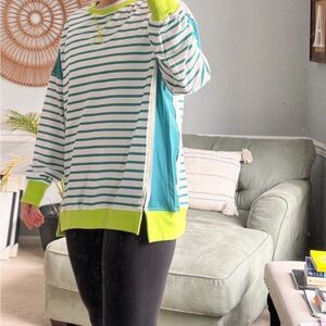 Striped Green and White Women's Top